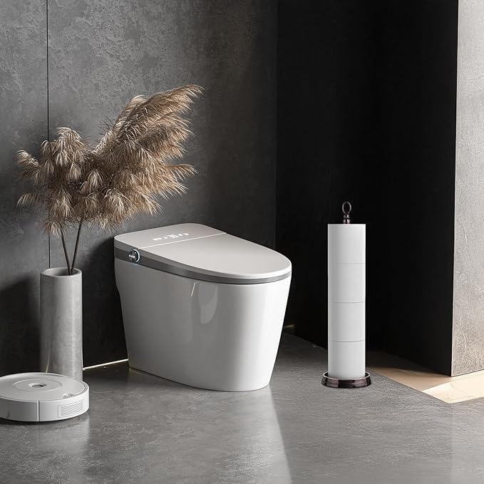 Heavy Weighted Toilet Paper Holder (with Reserve Function) Free Standing Toilet Paper Storage，Spare Toilet Paper Roll Holder Storage Stand for Bathroom Total Height 22.5" ，Oil Rubbed Bronze