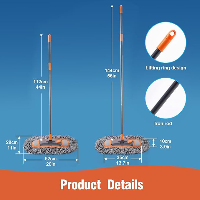 Microfiber Dust Mop for Hardwood Floor Cleaning, Dry and Wet Baseboard and Floor Duster, Household Cleaning Tool for Kitchen, Bathroom