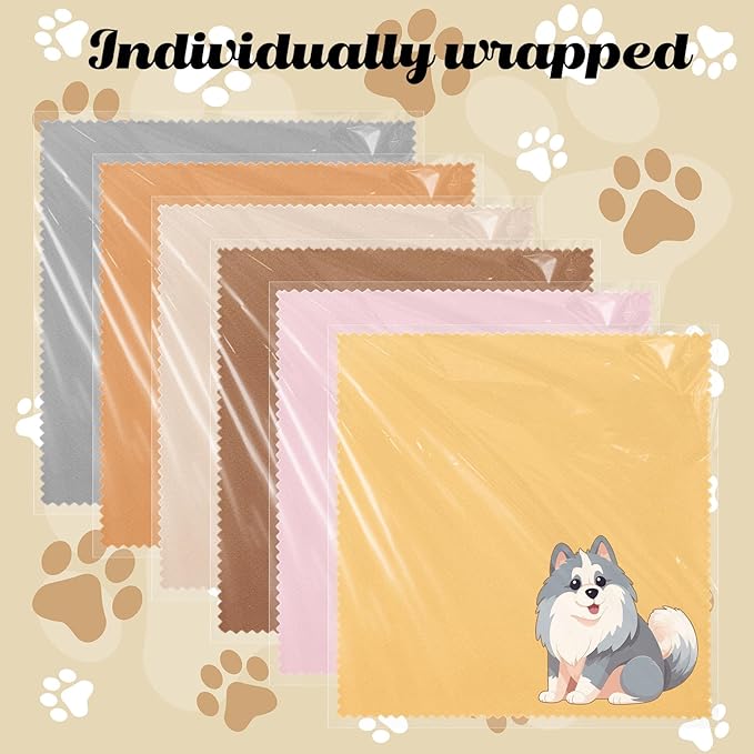Breling 24 Pack Microfiber Cleaning Cloth Cute Animal Eyeglass Clean Cloths Lens Wipes for Glasses Sunglasses Lens Camera Cell Phone Screens 6" x 6" in(Dog)