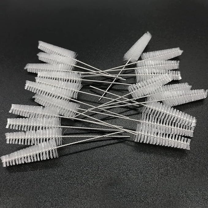 Hearing Aid Vent Earhook Tube Cleaning Brush Kit Tools Accessories with Carry Case (White- Pack of 10)