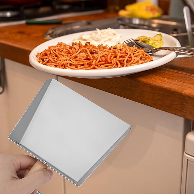 Hemoton Mini Stainless Steel Dustpan 8.66X5.51 Inch Small Metal Dust Pan Lightweight Tabletop Cleaning Tool for Kitchen and Home