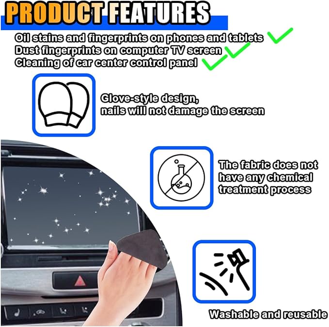 Square Car Touch Screen Cleaner Cloth, Microfiber Cleaning Pad Car Cleaning Wipes, Vehicle Screen Cleaner Tool Car Interior Cleaning Cloth for Car Dashboard Display Electronic Devices (Square)