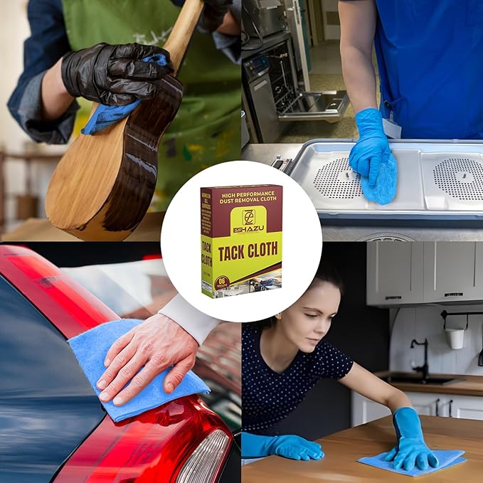 Eshazu Premium Tack Cloth Pack of 06 – Professional Grade Dust and Particle Remover for Woodworking and Painting – Tack Rags for Surface Cleaning – Silicone & Wax Free, Anti-Static