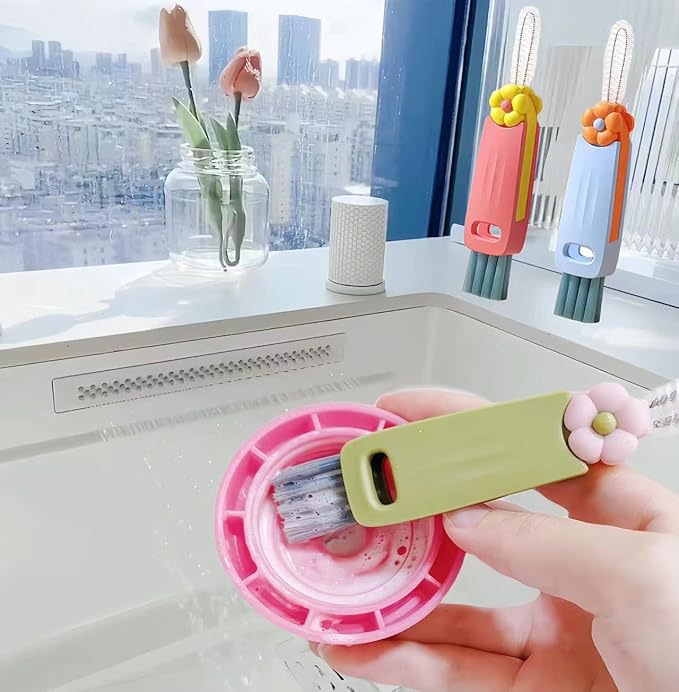 3 in 1 Cup Lid Cleaning Brush, Multifunctional Bottle Brush, Water Bottle Cleaner Brush, Portable Cup Lid Gap Cleaner, Home Kitchen Crevice Brush Tools (3 PCS)