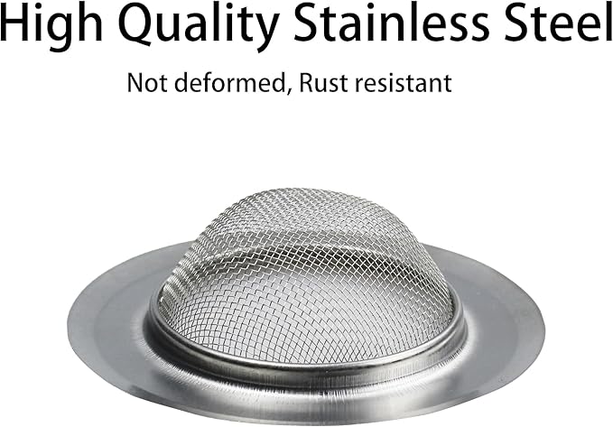 3PCS 4.5" Kitchen Sink Strainer, Stainless Steel Drain Strainers with Wide Rim, Non-Clogging Basket Filter for Kitchen, Bathroom, Utility Sinks