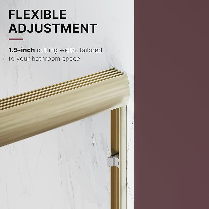 Shower Door 50-54 in. W x 72 in. H, UCALAFEE Semi-Frameless Double Sliding Shower Door with 1/4" (6mm) SGCC Clear Tempered Glass, Silent Soft-Close & Anti-Leak Walk-in Shower Door, Brushed Gold