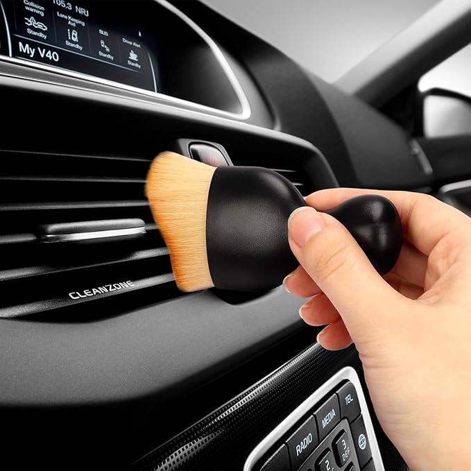 4 Pcs Car Interior Cleaning Tool,Car Interior Detailing Brush,Car Cleaning Brush Dust Collectors, Car Interior Cleaning Soft Brushes,Curved Design Dirt Dust Clean Brushes