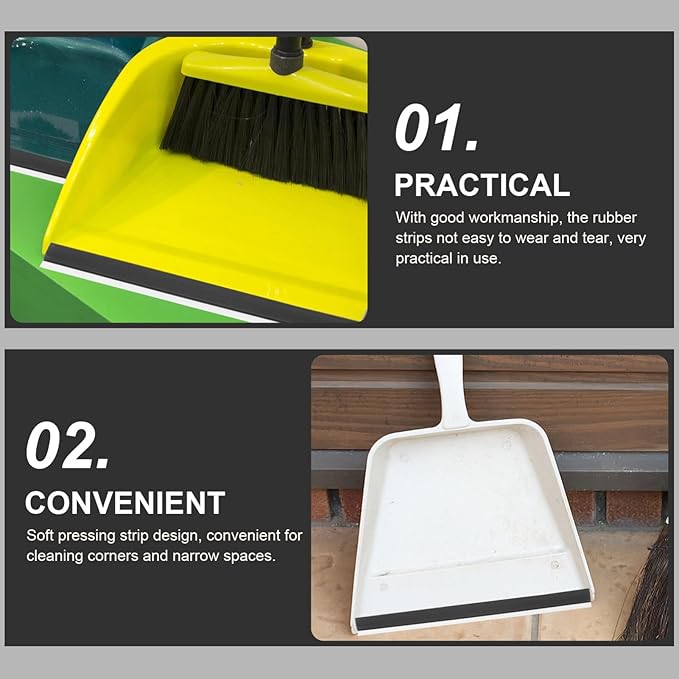 4Pcs Dustpan Rubber Lip Replacement Edge Strips for Efficient Cleaning Compatible with Various Cleaning Tools Easy to Install Rubber Material Soft Black