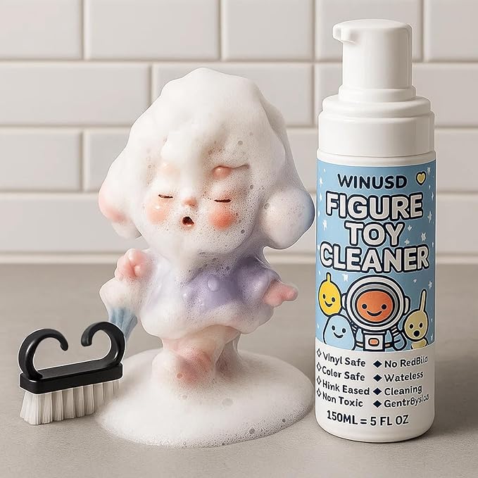 Figure & Plush Toy Cleaner - 5oz Foam Spray for Stuffed Animals & Soft Dolls with Brush & Cloth | No Rinse, Zero Residue, Color-Safe| Safe for Delicate Fabrics & Pets, Christmas Gifts for Plush Lovers