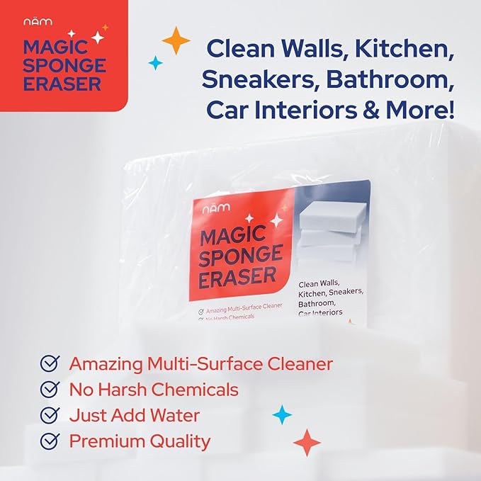 20 Pack Magic Sponge Cleaning Eraser, Melamine Foam Cleaning Pads, Multi-Surface Cleaner for Kitchen, Bathroom, Wall, Floor, Basebaord, Sink & Furniture (20)