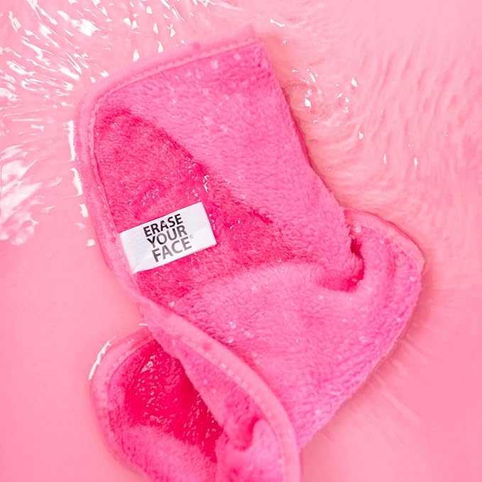 ERASE YOUR FACE Reusable Makeup Remover Cloths - Microfiber Face Towels to Cleanse & Remove Makeup - Water Activated for Sensitive Skin - Multi-Color (4 Count)