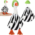 Abbylike Thanksgiving Mini Desk Goose Outfits 7 Inch Magnetic Silly Goose Statue Candy Corn Costume with Witch Hat and Broom for Halloween Magnetic Duck Statue Desk Key Holder Decor(Black Suit)