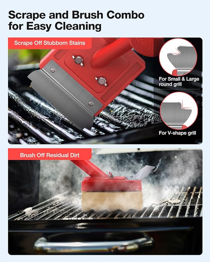 Grill Brush Bristle Free(Fire-Resistant Fabric),4 Replaceable BBQ Cleaning Head,Safe Replacement Cleaning Pad for Cast Iron or Stainless-Steel Grates (No Handle)