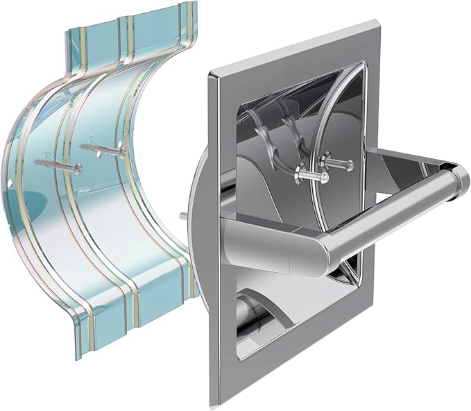 Toilet Paper Holder 2 Pack, Recessed Pivoting Toilet Paper Holder Wall Mount Stainless Steel for Large Rolls in Bathroom (Chrome)
