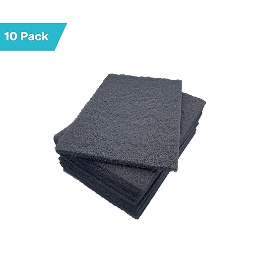 VSM 10-Pack: 6" x 9", Gray - Ultra Fine, Non-Woven Hand Pad, Silicon Carbide Grains, Rust and Oxidation Resistant, Multipurpose Abrasive Scrub Pad for Finishing and Cleaning