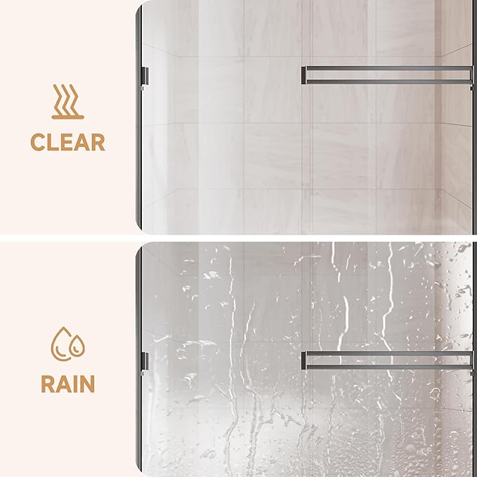 Shower Door 56-60 in. W x 72 in. H, UCALAFEE Semi-Frameless Double Sliding Shower Door with 1/4" (6mm) SGCC Clear Tempered Glass, Silent Soft-Close & Anti-Leak Walk-in Shower Door, Matte Black