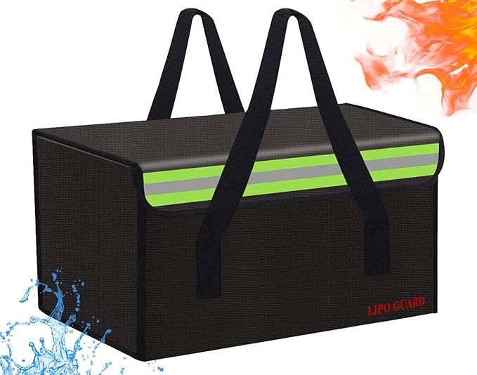 Lipo Battery Safe Bag Large Capatity Fireproof Bag for Ebike Lipo Battery Other Batteries Storage Charging Transport Home Office Travel Safe Storage Pouch