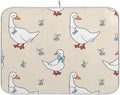 Goose Blue Hearts and A Bow Dish Drying Mat for Kitchen Counter 16x18 inch Super Absorbent Drying Mat Large Dish Drying Mats for Kitchen Countertop Protector Dishes Pad