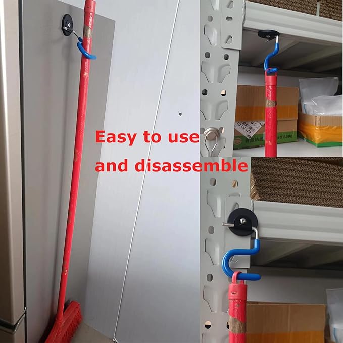 XXHong 2PCS Broom Holder Magnetic Broom Hooks Do Not Require Drilling Warehouse Kitchen Refrigerator Metal Surface Suitable Broom Holder Wall Mount