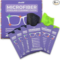 Jestik Microfiber Cleaning Cloth - Japanese Lens Wipes for Eyeglasses, Camera Lenses, Screens & More - Versatile Glasses Cleaner Cloths, Lint-Free, Washable (Black/Green - Pack of 6)