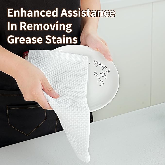 Cotton Dish Cloths 6 Pack,12x12 Inch – Super Absorbent, Quick-Dry & Reusable Kitchen Cleaning Cloths, Lint-Free Washable Towels for Dishes, Glass & Household Use(White)