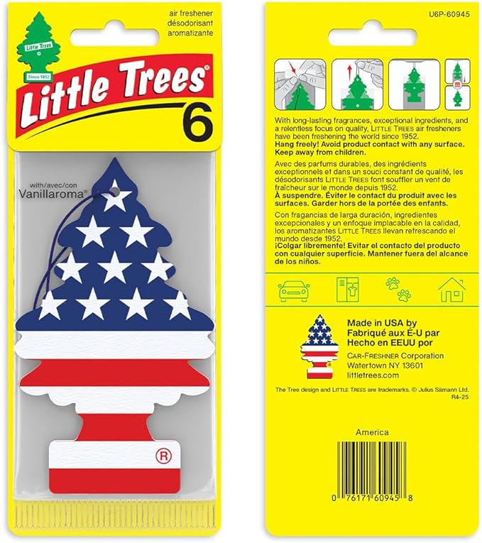LITTLE TREES Car Air Freshener | Hanging Tree Provides Long Lasting Scent for Auto and Home | Vanilla Pride | Red White and Blue, 24 Air Fresheners