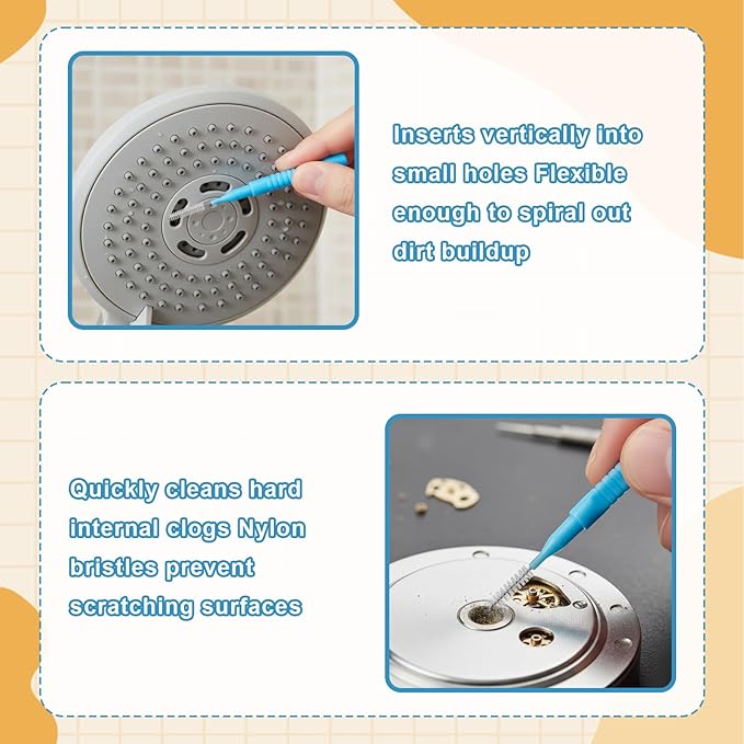 70Pcs Shower Head Cleaning Brush 2 Design Shower Head Cleaner Tool for Showerhead Small Hole Nozzle Anti-Clogging Showerhead Cleaning Brushes Picks for Tiny Nozzle Gaps Deep Clean Unclogging Brush Set