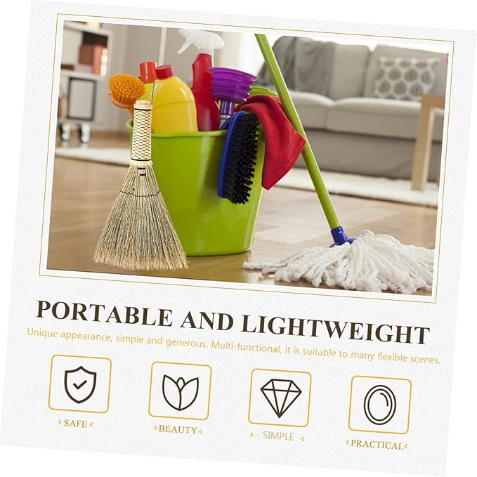 Garneck Household Old Fashioned Handle Duster Wedding Toddler Cleaning Supplies Small Whisk Brooms Hand-Made Corn Broom The Bed Artificial Child Sorghum Carpet Asia mini Vietnam