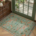 2x3 Washable Rug,Small Door Mat Floral Entryway Rug, Boho Front Door Mat, Non Slip Area Rugs, Low Pile Throw Accent Carpet for Indoor Entrance, Bathroom and Kitchen(Green 2x3ft)