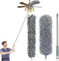 3 Pcs Extendable Microfiber Feather Duster, Electrostatic Bendable Head, Up to 100 Inch Feather Dusters for Cleaning Ceiling Fan, Cobweb, Wall, Furniture
