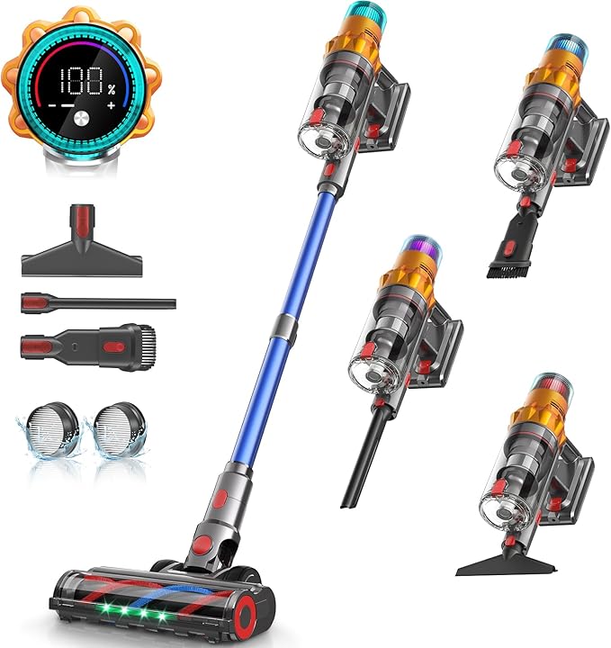 S8 Cordless Vacuum Cleaner, 600W 48Kpa Up to 65mins Stick Vacuum Rechargeable, Wireless Lightweight Handheld Vacuum Cleaners for Home Pet Hair Carpet Hardwood Floor Car