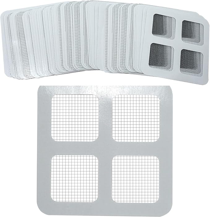 50 Pack Disposable Shower Drain Hair Catcher - 4x4in Mesh Stickers, Drain Hair Catcher for Bathroom, Bathtub, Kitchen Sink, Laundry - Traps Human & Pet Hair, Disposable Mesh Drain Cover