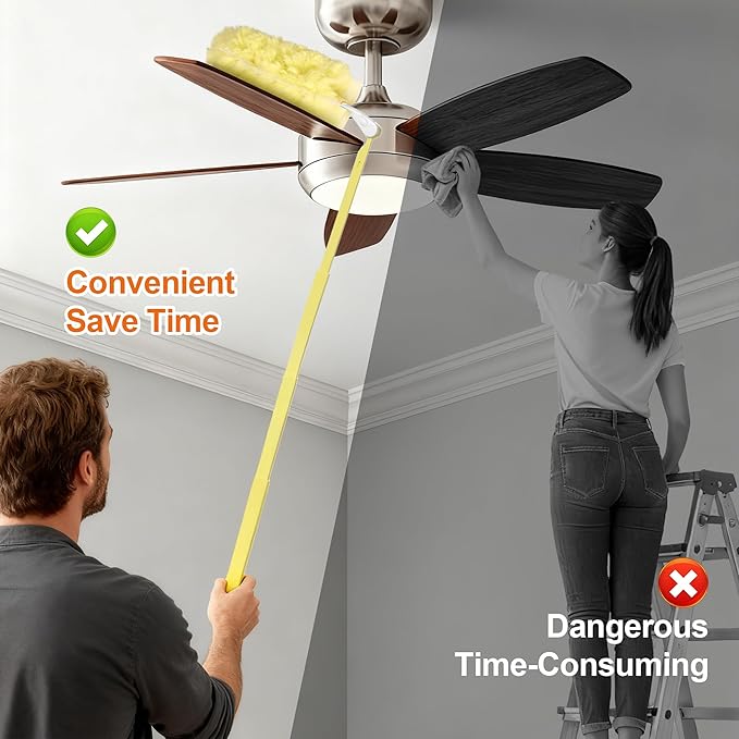 JOYMOOP Scented Telescopic Duster kit, 3FT Extendable Handle (Yellow) + 4 Yellow Refill Heads – Easy Cleaning for Ceilings, Ceiling Fans, Blinds, Vents & Shelves