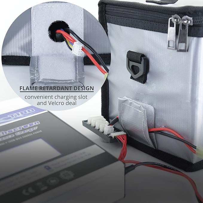 Tenergy Fire Retardant Lipo Zipper Bag for Charging and Storing Lipo Battery Packs, 8.5 x 6.5 x 5.7inch (Pack of 2)