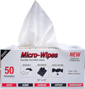 Eurow 200GSM Microfiber Cleaning and Drying Cloths with Dispenser Box, Reusable, Streak-Free, Scratch-Free, Ultra Absorbent, Edgeless for All Surface Types, 12x12in, 50-Pack, White