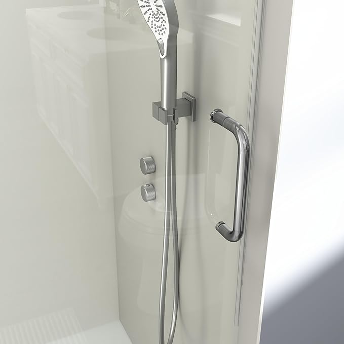 Abruzzo 76" Tall Frameless Single Sliding Shower Door - Adjustable 56" to 60" Width, 1/4" (6mm) Tempered Glass with Safety Film, Brushed Nickel Finish for Walk-in Showers, Space Saving Design
