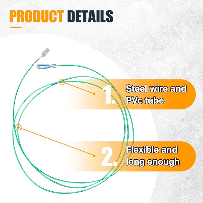 Auto Sunroof Drain Cleaning Tool, 118 Inch Long Flexible Pipe Cleaner with Tube Cleaning Brush, Syringe Hose, Soft Drain Brush Long Pipe Dredging Tool for Windshield Sewers Drains Hole (Green)