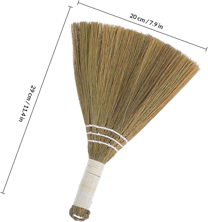 NUOBESTY Small Hand Broom Corn Whisk Broom 20x28cm White Handle Straw Household Cleaning Tool for Home Office Dust Removal