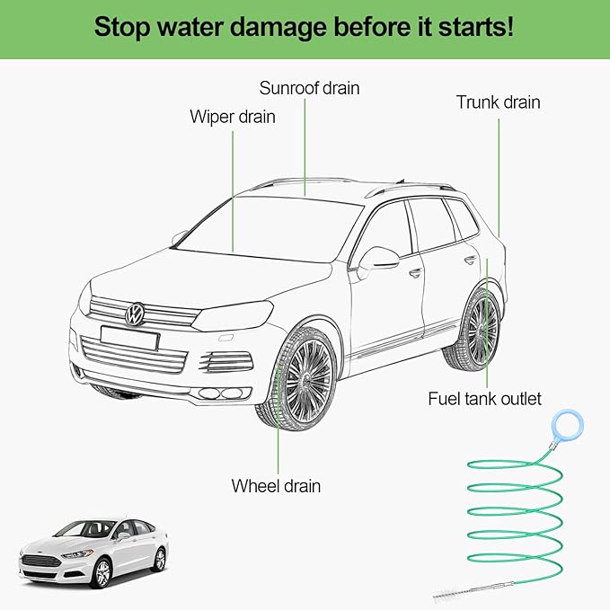Auto Sunroof Drain Cleaning Tool Long Flexible Drain Brush for Clogged Pipes Tube Cleaning Brush for Car Sunroof, Car Wiper, Fuel Tank Drain Hole, Door Drain Hole, Sunroof Drain Pipe(2 Pack)