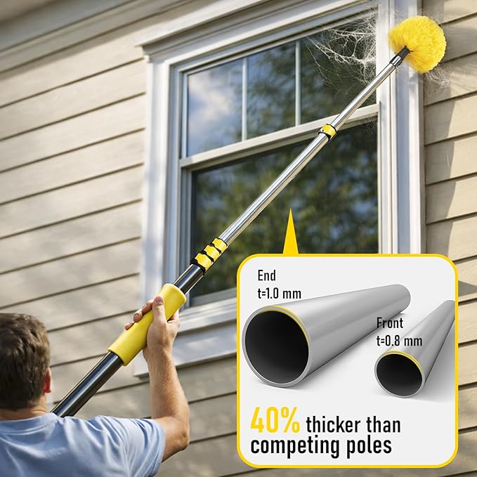 25 Foot High Ceiling Duster Kits with 5-18ft Heavy Duty Extension Pole, High Reach Duster for Cleaning,Microfiber Feather Duster,Cobweb Duster,Ceiling Fan Duster,Window Squeegee & Cleaner