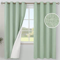 YoungsTex Linen 100% Blackout Curtains 72 Inch Length for Bedroom, Light Green Grommet Thermal Insulated Drapes for Living Room Spring Decor with White Liner, 2 Panels, 52 X 72 Inch