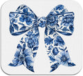 Chinoiserie Bow Dish Drying Mat - Blue And White Porcelain Dish Drying Mat,Chinoiserie Floral Drying Mat For Kitchen Counter,Coffee Bar Mat,Vintage Chinoiserie Drying Mat,16x17.5 Inch