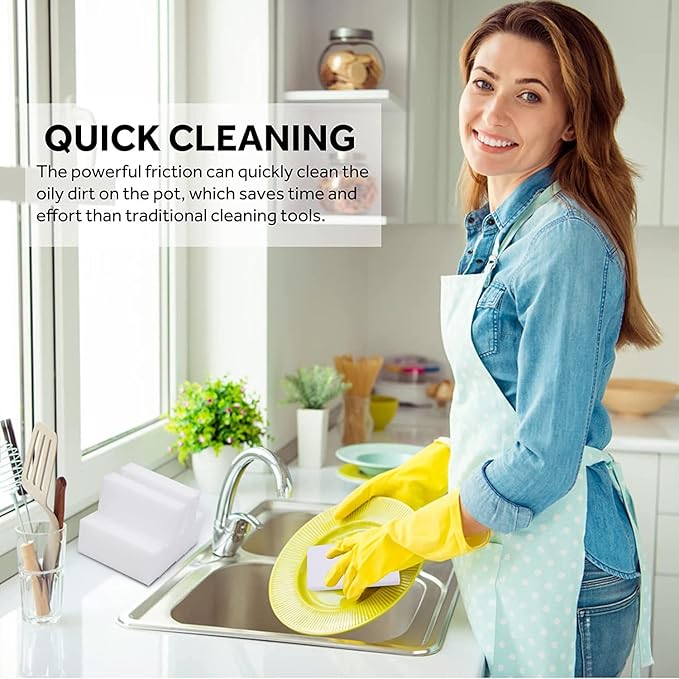 Magic Sponge Eraser, 50Pack Melamine Sponge Foam Bulk Sheets Cleaning Pads, Multi-Functional Household Cleaning Sponges for Dish, Kitchen, Stove, Bathtub, Sink, Furniture