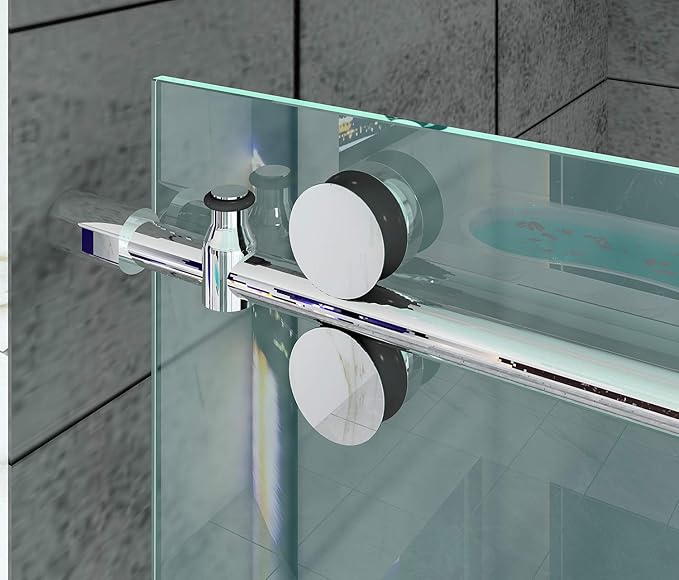 DIYHD 6.6FT Frameless Stainless Steel Sliding Glass Shower Door Hardware,Chrome Finish