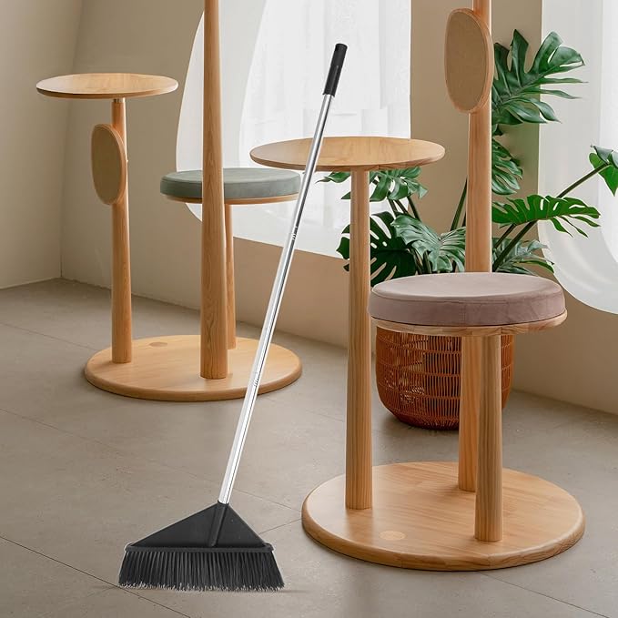 Veemoon Heavy Duty Stiff Bristle Outdoor Broom with Long Handle, Wide Push Broom for Yard, Garden, Warehouse Cleaning, Sturdy Household Sweeping Tool for Home and Office Use