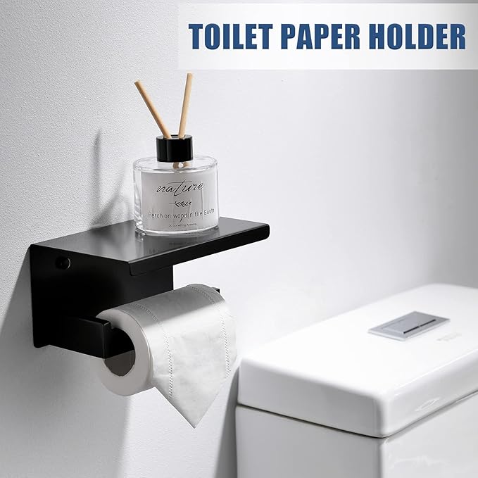 Bathroom Towel Bar Holder Sets Matte Black 4-Piece Bathroom Hardware Set Stainless Steel Bath Accessories Kit. Wall Mounted,23.6 Inch