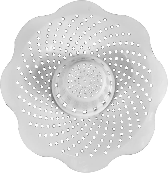 Rocky Mountain Goods Drain Hair Catcher for Bath/Shower - White Flex PVC Install in Seconds - Keep Drain from Clogging - Finger Lift Easy Cleaning - Universal Fit