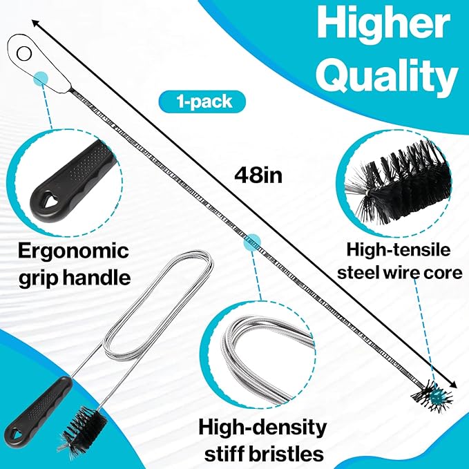48 Inches Flexible Long Sink Drainage Tool - Sink Blockage Remover - AC Drain Line Cleaner Tool - Reach Tough Clogs Effortlessly