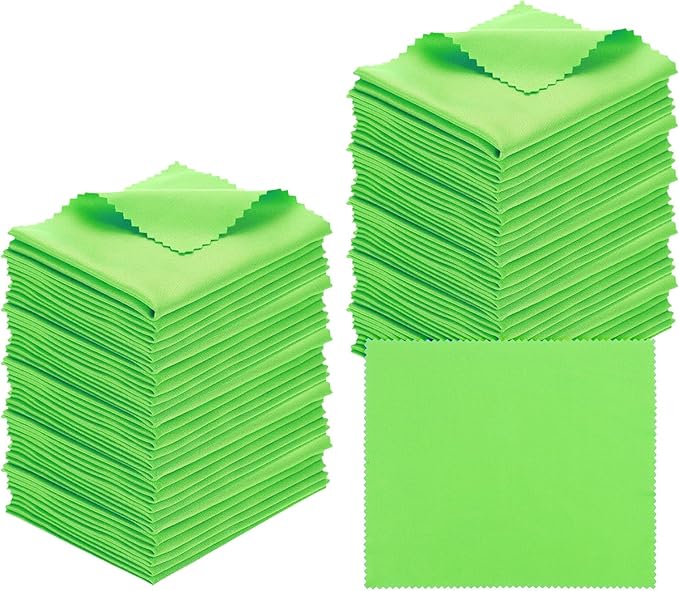 PATIKIL Eyeglass Microfiber Cleaning Cloth 7"x6", 50 Pack Glasses Cleaning Cloth Soft Wipe Screen Cloth for Camera Lens Eyeglasses Screens in Individual Vinyl Pouch, Green