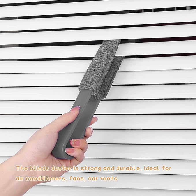 2 PCS Car Blinds Duster, Window Blind Cleaner Duster Brush with Removable Microfiber Sleeves, Multifunction Cleaning Tool for Auto Shutter Air Conditioner Vents Keyboard (Gray)